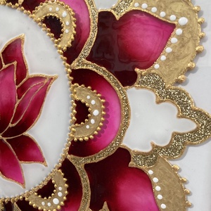 Lótuszos mandala üvegfestmény - otthon & életmód - dekoráció - kép & falikép - üvegkép - Meska.hu