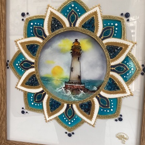 Tenger Mandala, Otthon & Életmód, Dekoráció, Kép & Falikép, Üvegkép, Üvegművészet, MESKA