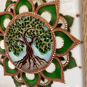 Életfás Mandala Üvegfestmény - otthon & életmód - dekoráció - kép & falikép - üvegkép - Meska.hu