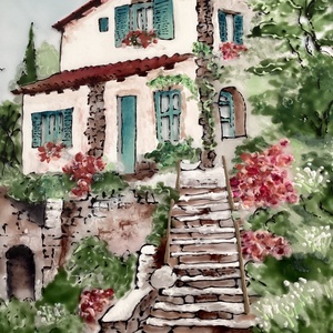 Mediterrán üvegfestmény - otthon & életmód - dekoráció - kép & falikép - üvegkép - Meska.hu