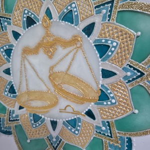 Mérleg mandala üvegfestmény - otthon & életmód - dekoráció - kép & falikép - üvegkép - Meska.hu