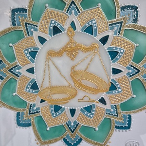 Mérleg mandala üvegfestmény - Meska.hu