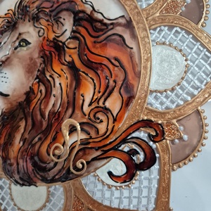 Oroszlán mandala üvegfestmény - otthon & életmód - dekoráció - kép & falikép - üvegkép - Meska.hu