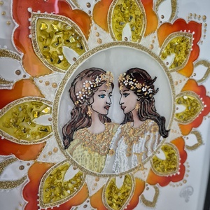 Ikrek mandala üvegfestmény, Otthon & Életmód, Dekoráció, Kép & Falikép, Üvegkép, Festészet, MESKA