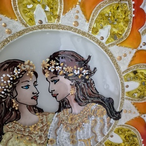 Ikrek mandala üvegfestmény - otthon & életmód - dekoráció - kép & falikép - üvegkép - Meska.hu