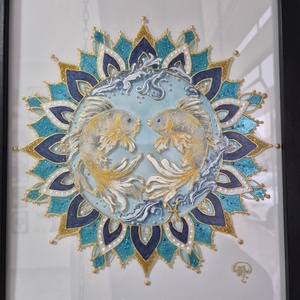 Halak mandalás üvegfestmény - Meska.hu