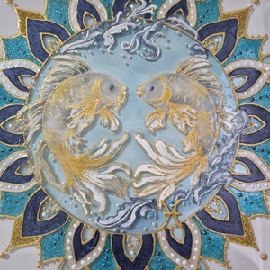 Halak mandalás üvegfestmény - otthon & életmód - dekoráció - kép & falikép - üvegkép - Meska.hu