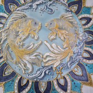 Halak mandalás üvegfestmény - otthon & életmód - dekoráció - kép & falikép - üvegkép - Meska.hu