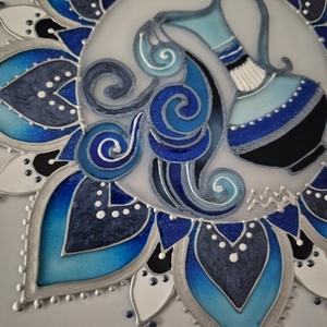 Vízöntős mandala üvegfestmény - otthon & életmód - dekoráció - kép & falikép - üvegkép - Meska.hu