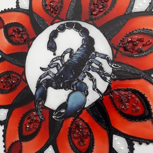 Skorpiós mandala üvegfestmény, Otthon & Életmód, Dekoráció, Kép & Falikép, Üvegkép, Festészet, MESKA