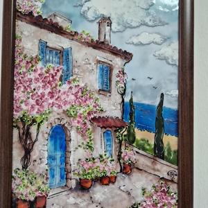 Kékség üvegfestmény - Meska.hu