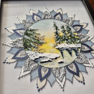 Téli mandalás üvegfestmény - Meska.hu
