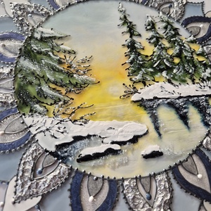 Téli mandalás üvegfestmény - otthon & életmód - dekoráció - kép & falikép - üvegkép - Meska.hu