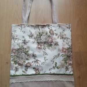Lenvászon bevásárló táska, belső, külső  zsebbel, béléssel. - táska & tok - bevásárlás & shopper táska - shopper, textiltáska, szatyor - Meska.hu