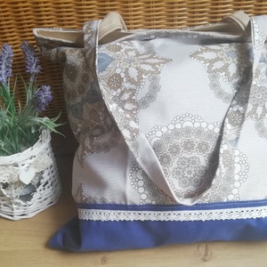 Lenvászon bevásárló táska, belső  zsebbel, béléssel.   - táska & tok - bevásárlás & shopper táska - shopper, textiltáska, szatyor - Meska.hu