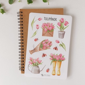 TULIPÁNOK matrica ív, Otthon & Életmód, Papír, írószer, Matrica, matrica csomag, Fotó, grafika, rajz, illusztráció, MESKA