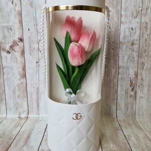 Tulipános nőnapi ajándék , Otthon & Lakás, Dekoráció, Asztal és polc dekoráció, Asztaldísz, Virágkötés, 28cm magas. , MESKA