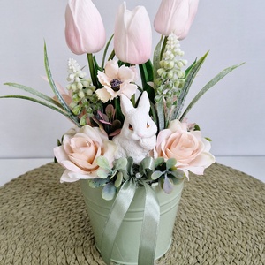 Tulipános asztaldísz , Otthon & Életmód, Dekoráció, Asztal és polc dekoráció, Asztaldísz, Virágkötés, MESKA