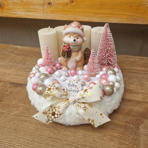 Cuki rókás adventi koszorú, Karácsony, Adventi díszek, Adventi koszorú, Virágkötés, MESKA