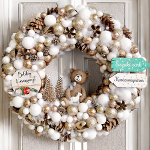 Karácsonyi ajtódísz , Karácsony, Karácsonyi lakásdekoráció, Karácsonyi ajtódíszek, Virágkötés, MESKA