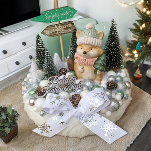 Cuki rókás adventi koszorú, Karácsony, Adventi díszek, Adventi koszorú, Virágkötés, MESKA