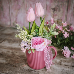 Tavaszi bögrés asztaldísz  - Meska.hu