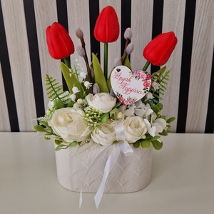 Anyák napjára asztaldísz , Otthon & Életmód, Virágdekoráció, Virágdíszek, Asztali virágdísz, Virágkötés, MESKA