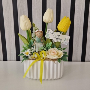 Tavaszi asztaldísz , Otthon & Életmód, Virágdekoráció, Virágdíszek, Asztali virágdísz, Virágkötés, MESKA