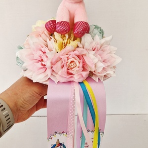 Unikornisos ballagási csokor - otthon & életmód - virágdekoráció - virágok - virágcsokor - Meska.hu