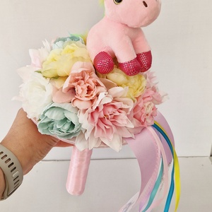 Unikornisos ballagási csokor - otthon & életmód - virágdekoráció - virágok - virágcsokor - Meska.hu