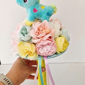 Unikornisos ballagási csokor - otthon & életmód - virágdekoráció - virágok - virágcsokor - Meska.hu