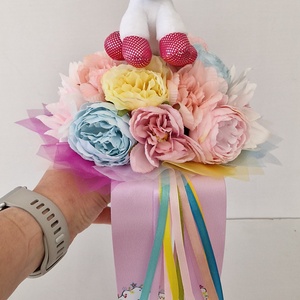 Ovis unikornisos ballagási csokor - otthon & életmód - virágdekoráció - virágok - virágcsokor - Meska.hu