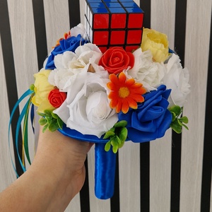 Rubik kockás ballagási csokor - otthon & életmód - virágdekoráció - virágok - virágcsokor - Meska.hu