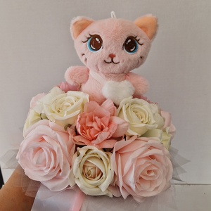 Ovis cicás ballagási csokor, Otthon & Életmód, Virágdekoráció, Virágok, Virágcsokor, Virágkötés, Átmérője kb 20cm., MESKA