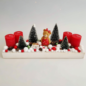 Adventi asztaldísz , Karácsony, Adventi díszek, Adventi koszorú, Virágkötés, mérete: 35x10cm

, MESKA