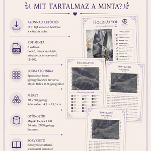 Holdfátyol � Loom karkötőminta PDF , Miyuki Delica 11/0 gyöngyökhöz, Azonnali letöltés - diy (csináld magad) - fűzésminták - Meska.hu