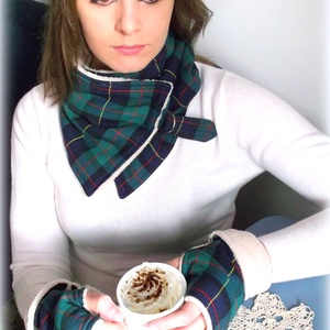 Őszi téli Sál kesztyű szett Zöld Piros kockás  Körsál Nyakmelegítő, Ruha & Divat, Sál, Sapka, Kendő, Sál, Varrás, MESKA