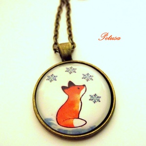 Róka Rókás nyaklánc Téli Hópelyhes - ékszer - nyaklánc - medálos nyaklánc - Meska.hu
