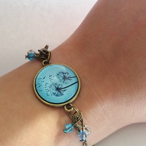  Pitypangos karkötő Pitypang virágos romantikus viláoskék Menta ékszer - ékszer - karkötő - karkötő medállal - Meska.hu