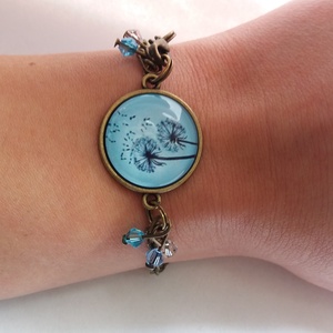  Pitypangos karkötő Pitypang virágos romantikus viláoskék Menta ékszer, Ékszer, Karkötő, Karkötő medállal, Ékszerkészítés, MESKA