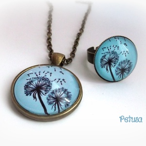  Pitypangos karkötő Pitypang virágos romantikus viláoskék Menta ékszer - ékszer - karkötő - karkötő medállal - Meska.hu