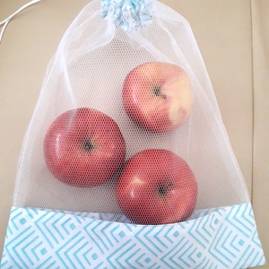 Tüll bevásárló zsák ÖKO zacskó  menta geometria -  - Meska.hu