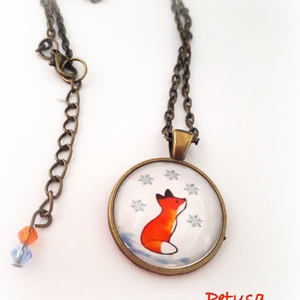 Róka Rókás nyaklánc Téli Hópelyhes - ékszer - nyaklánc - medálos nyaklánc - Meska.hu