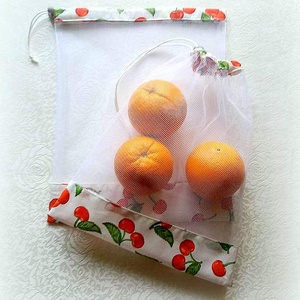 Tavaszi tüll bevásárló zsák ÖKO zacskó 2 db cseresznyés - táska & tok - bevásárlás & shopper táska - Meska.hu