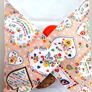 Vízhatlan újra szalvéta, szendvics csomagoló, Sandwich Lunch wrap mézeskalács - táska & tok - uzsonna- & ebéd tartó - szendvics csomagoló - Meska.hu