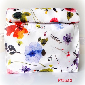 Uzsonnás zsák, vízhatlan, virágos, uzsonna csomagoló, Lunch bag - táska & tok - uzsonna- & ebéd tartó - ebéd tasak, doboz - Meska.hu