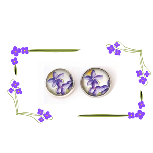 Nemesacél  ibolyás fülbevaló ibolya bedugós füli - Meska.hu