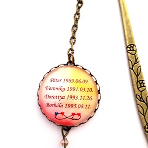 Anya Anyák Könyvjelző születési név dátum szeretet szív személyes Könyvmoly Üveglencsés, Könyv & Zene, Könyvjelző, Ékszerkészítés, MESKA