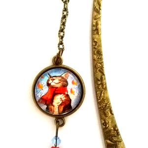 Macska Cica sállal könyvjelző őszi téli - Meska.hu