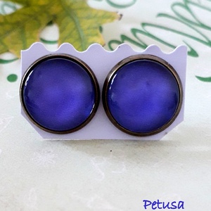 Very peri lila fülbevaló, Ékszer, Fülbevaló, Pötty fülbevaló, Ékszerkészítés, Gyöngyfűzés, gyöngyhímzés, MESKA